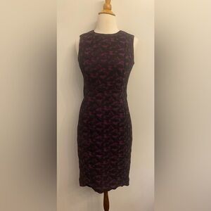 Calvin Klein Dress Women's Sz 4 Purple/Black Geometric Sheath Sleeveless Stretch